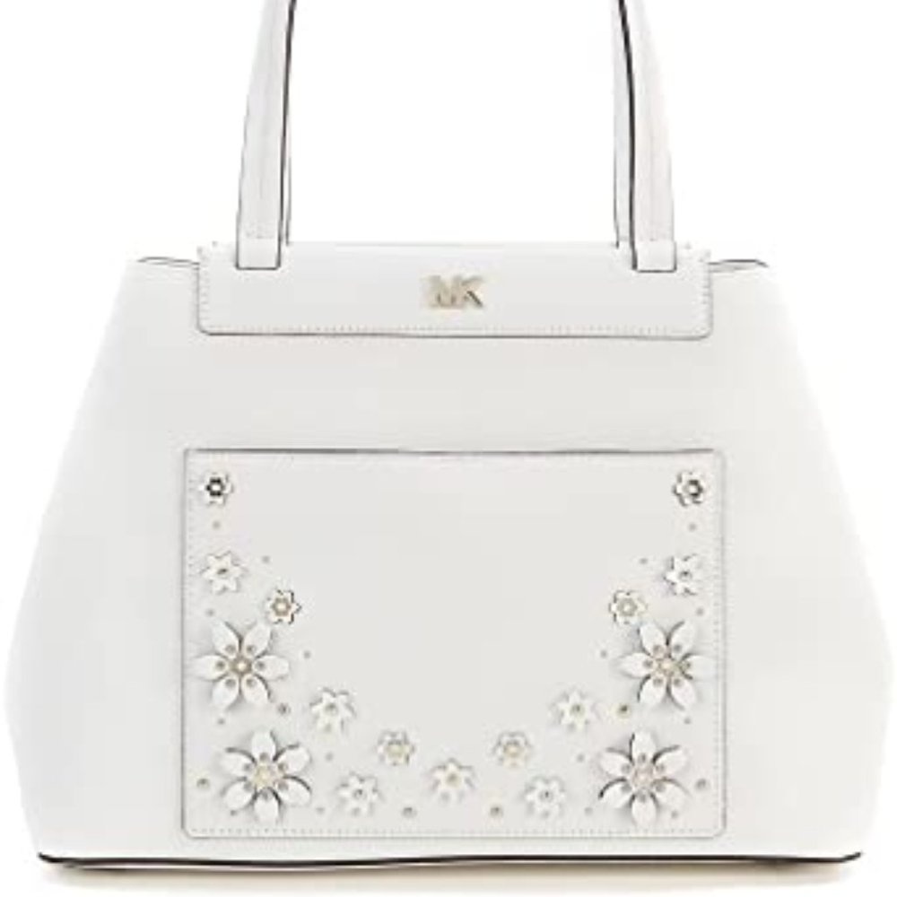 Michael Kors- Meredith White Leather Medium Tote